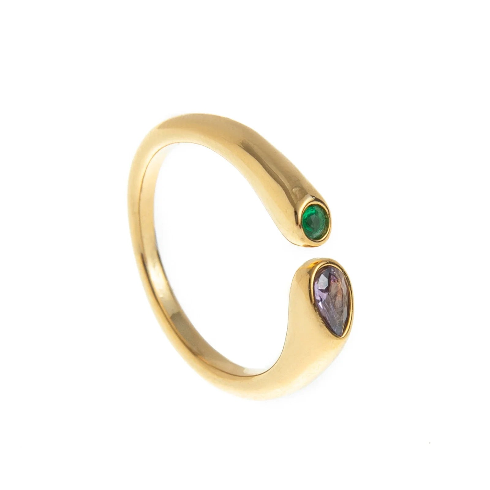 18k Gold Plated Stainless Steel 12 Month Birthstone Water Droplet Zircon Ring