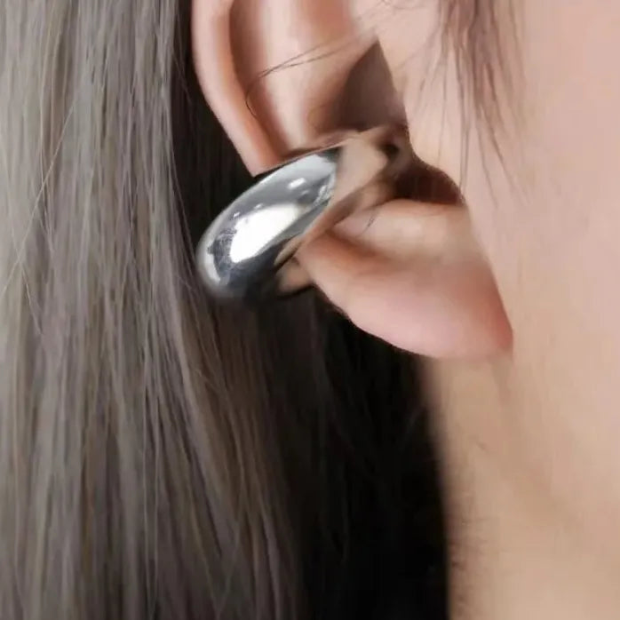 Vintage Stainless Steel C-Shape Clip Earrings for Women Gold Tone Jewelry Gift