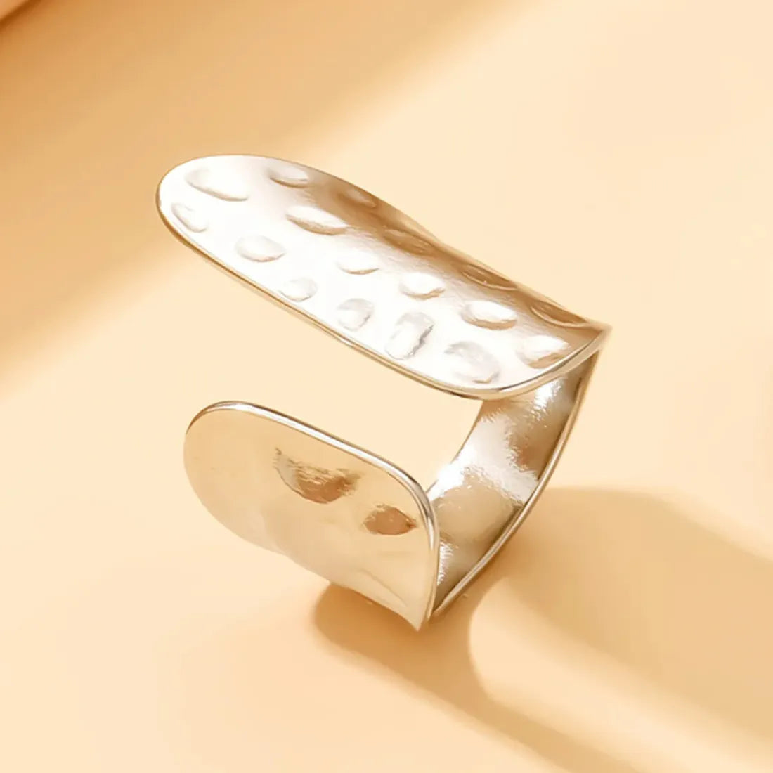 Wide Geometric Irregular Gold Silver Fashion Ring for Women Men