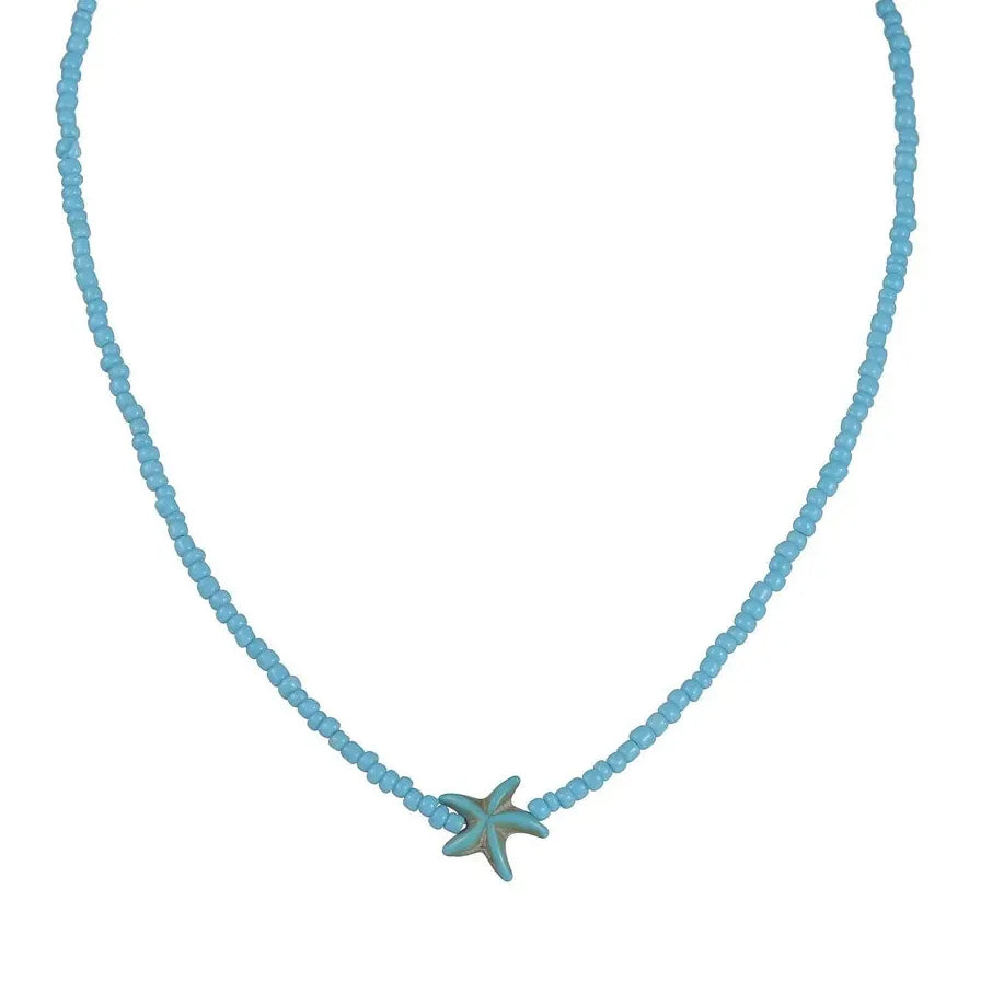 Handmade Multicolor Shell Starfish Necklace Women Copper Beads Choker Jewelry