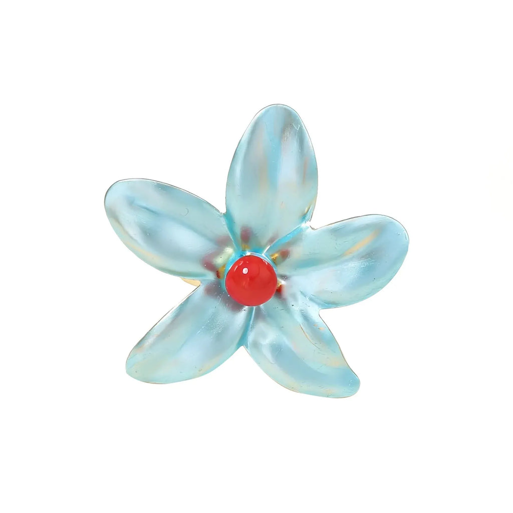 Adjustable Flower Ring Featuring Colorful Plant Pattern for Women Jewelry