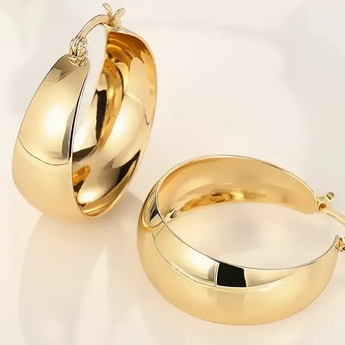 Charming Women’s Gold Color Brass Geometric Hoop Earrings Luxury Wedding Jewelry