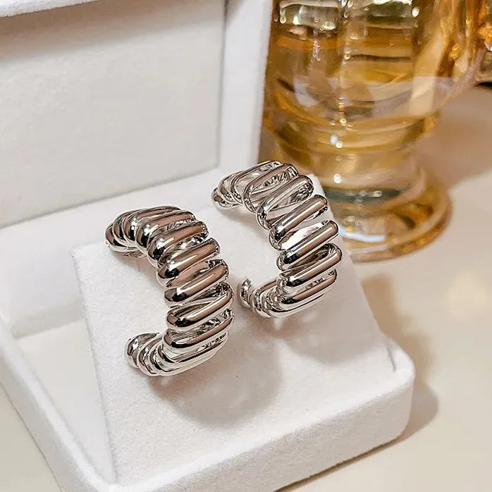 Modern Gold Metal Twisted Circle Hoop Earrings 2024 Trend Jewelry for Women