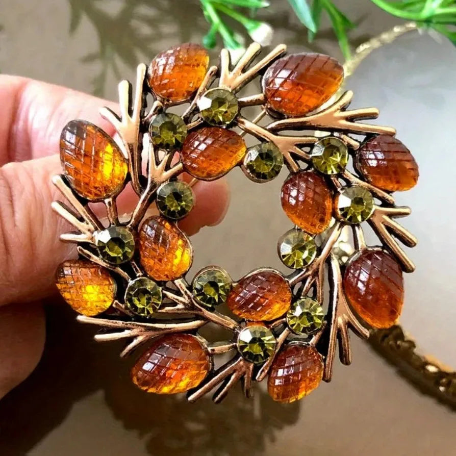 Classic Pinecone Berry Brooch Pin Elegant Gift for Women