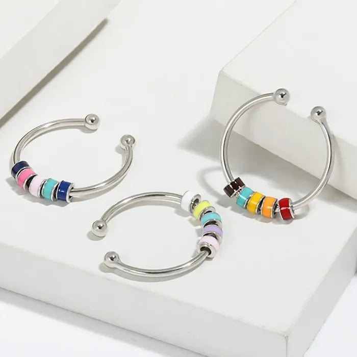 Adjustable Stainless Steel Spiral Fidget Ring Anxiety Relief Stress Jewelry
