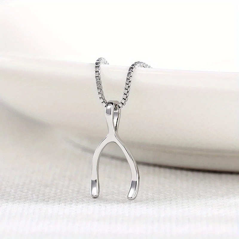 Fashionable Silver Y-shaped Pendant Necklace Suitable for Women's Fashionable Wedding Engagement Jewelry
