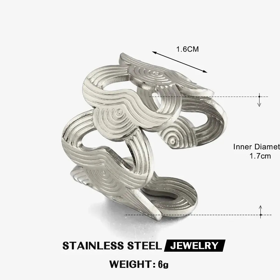 Stainless Steel Heart Opening Rings for Men Women Romantic Couple Jewelry Gift