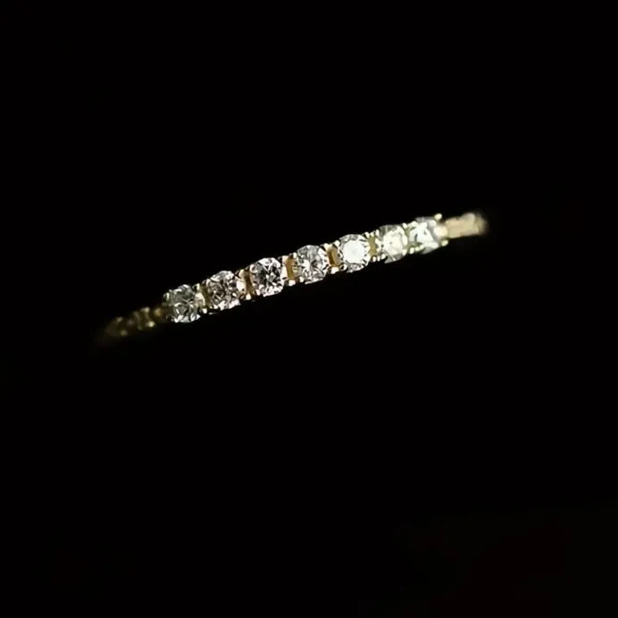 Geometric CZ Inlaid Silver & Gold Rings for Women Elegant Fashion Jewelry
