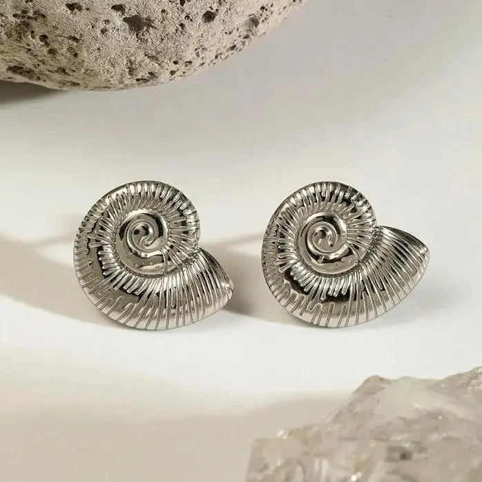 Bohemian Stainless Steel Animal Conch Stud Earrings for Women Gift