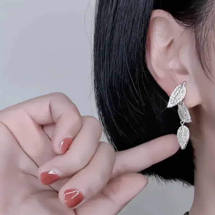 Brilliant Leaf Drop Earrings for Women Trendy Wedding Party Gift Jewelry