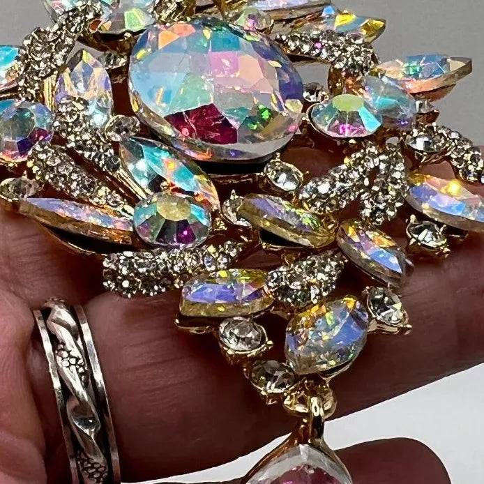 Geometric Water Drop Rhinestone Brooch Pin for Women Stylish Accessory