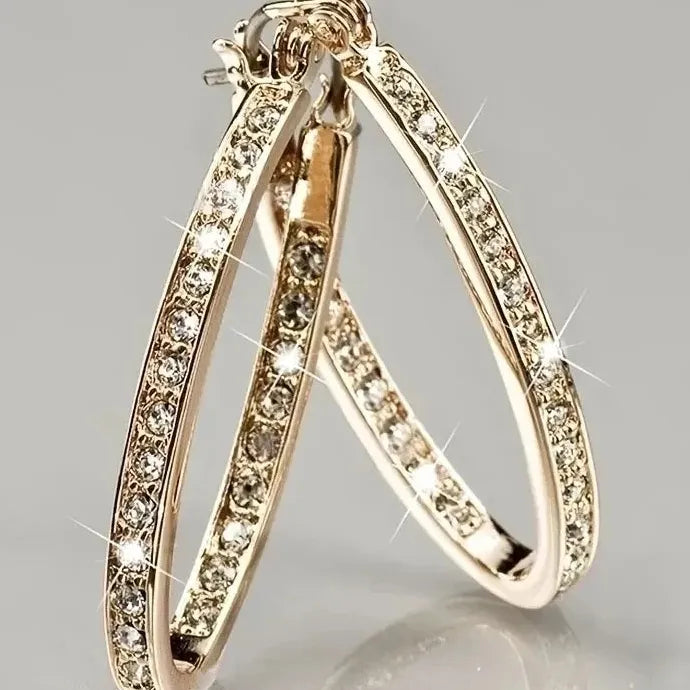 Temperament Zircon Hoop Earrings Zinc Alloy Elegant Shiny Jewelry Accessories