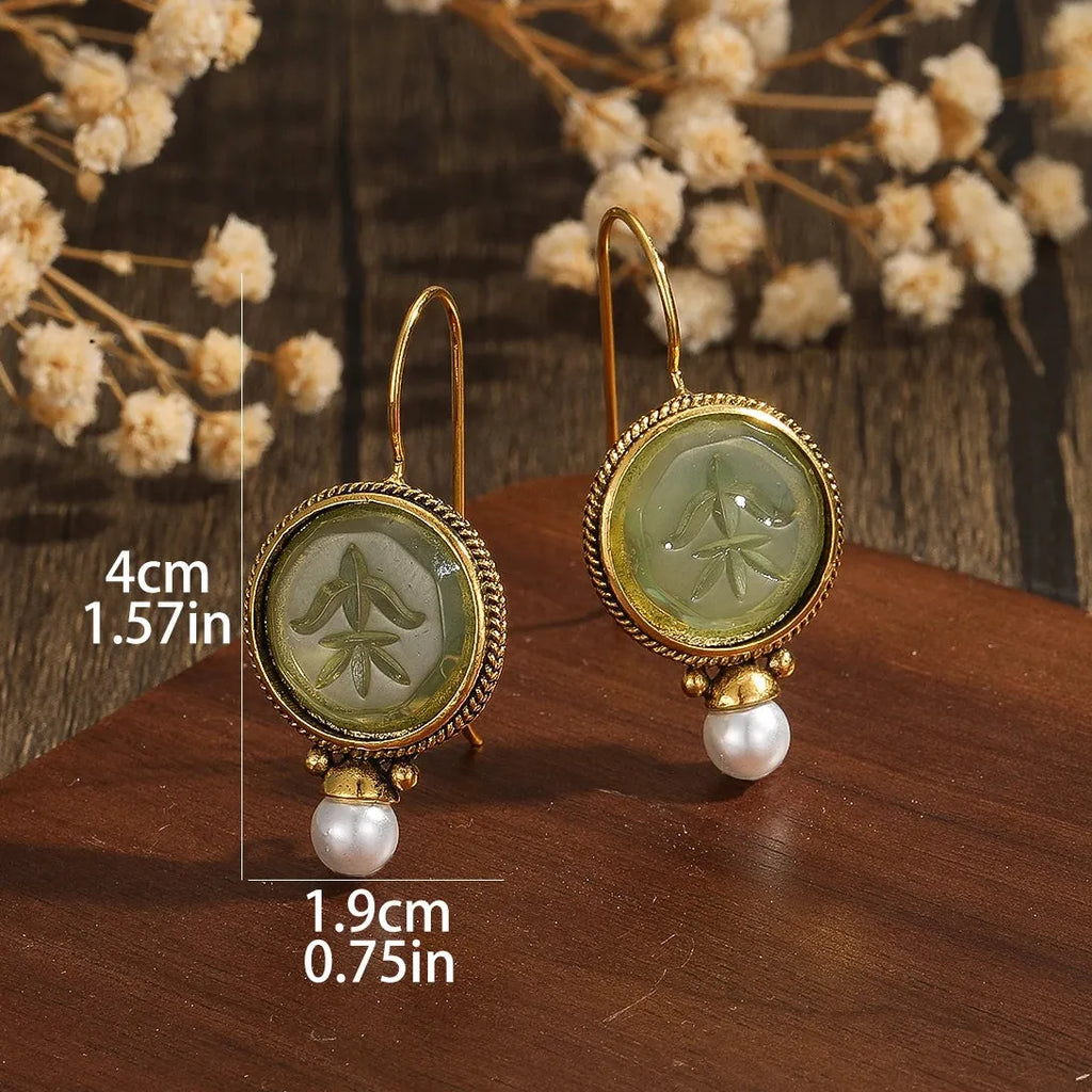 Elegant Vintage Geometric Pearl Drop Earrings Women Zinc Alloy Bridal Jewelry Gift