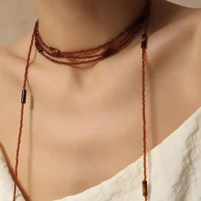 Vintage Crystal Beaded Multi-Layer Long Necklaces for Women Jewelry Gift