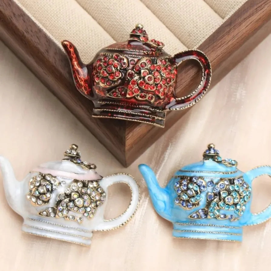 Luxury Beauty Teapot Brooch Pin Classic Style Gift for Women Men