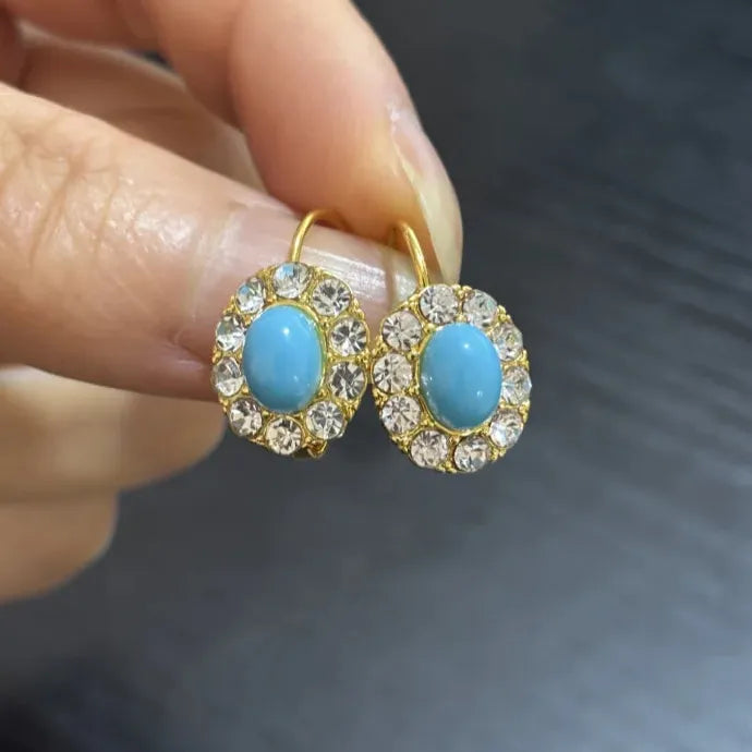 Blue Teardrop Drop Earrings with Crystal Pendant Cubic Zirconia Jewelry for Women