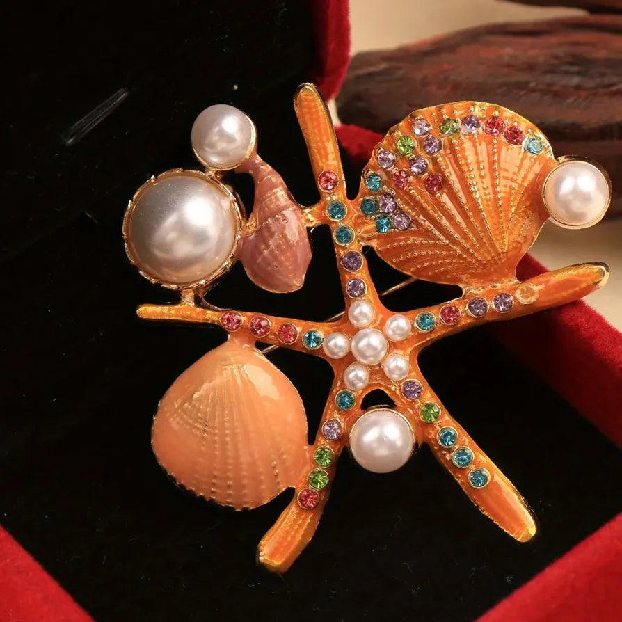 Elegant Starfish Brooch Wedding Gift for Men and Women