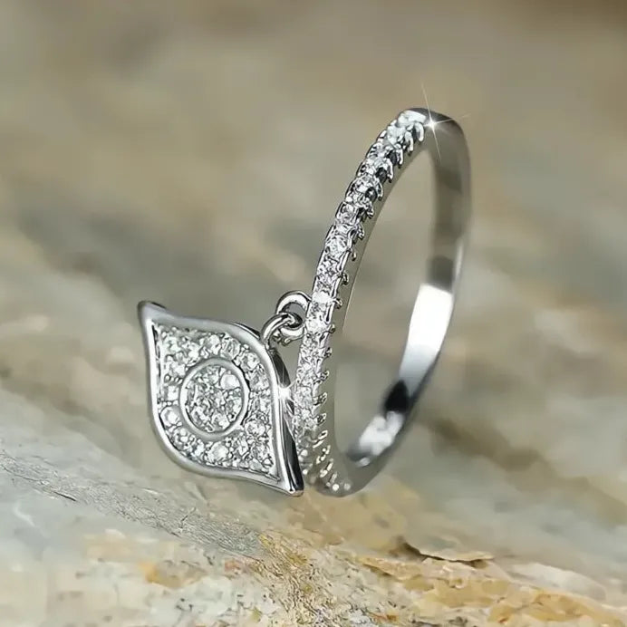 Geometric Evil Eye Cubic Zirconia Brass Ring Women’s Party Jewelry
