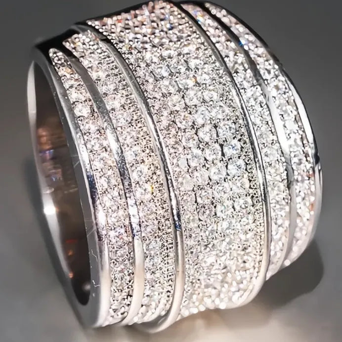Luxury Women’s Geometric Cocktail Ring with Sparkling Cubic Zirconia