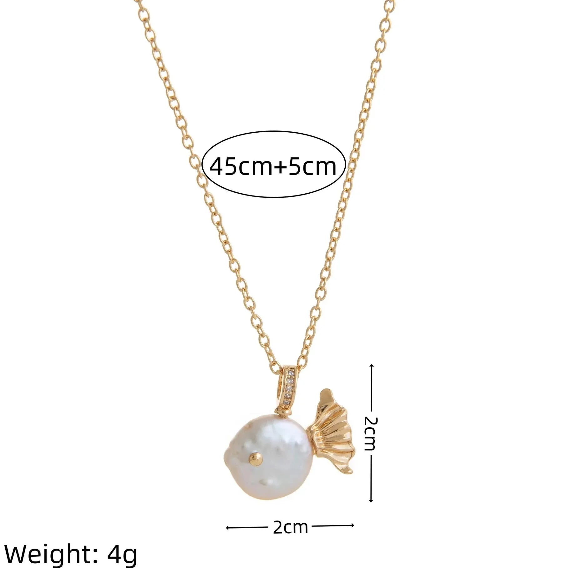 Stainless Steel Pearl Geometric Bighead Fish Necklace Couples Choker Gift