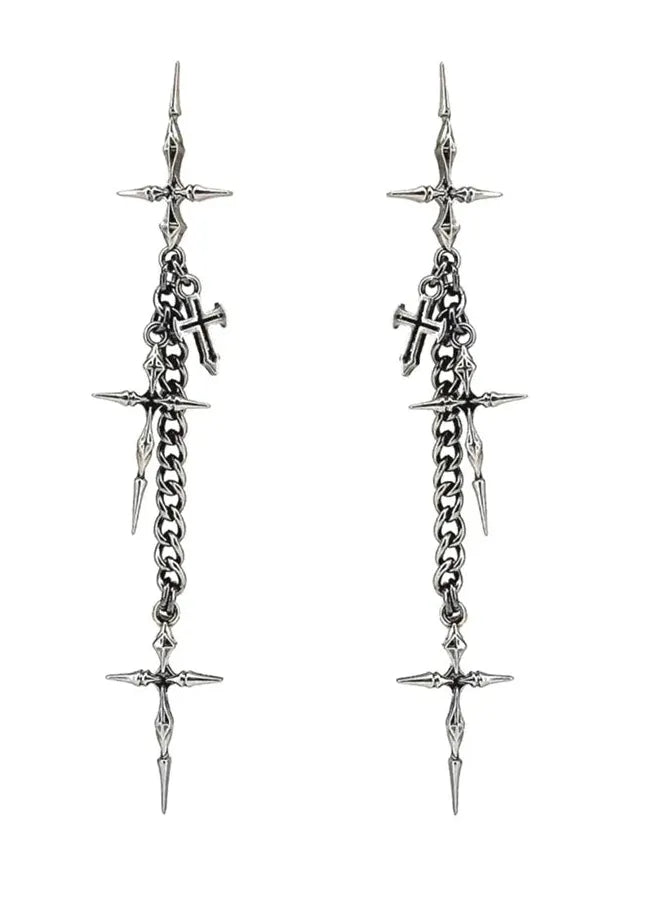 Copper Punk Cross Dangle Earrings Gothic Neo-Gothic Jewelry for Men Women