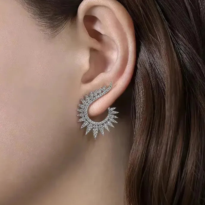 Elegant Star Cubic Zirconia Copper Earrings for Women Party Wedding Jewelry