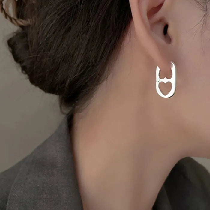 Copper Alloy Heart Hoop Earrings Women Geometric Hollow Ear Buckle Gift 2026