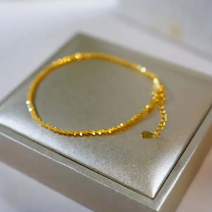 Gold Color Double Layer Adjustable Bracelet Women Beads Anklet Gift