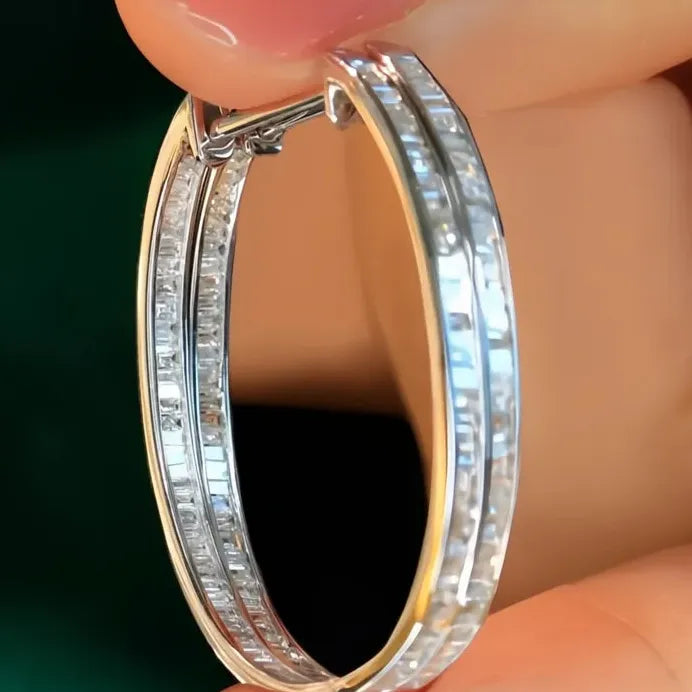 Circle Shaped Hoop Earrings with Sparkling Cubic Zirconia Jewelry