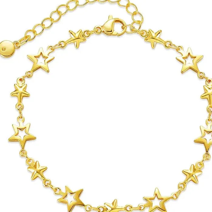 Gold Stainless Steel Star Tennis Chain Bracelet for Women Waterproof Jewelry Gift