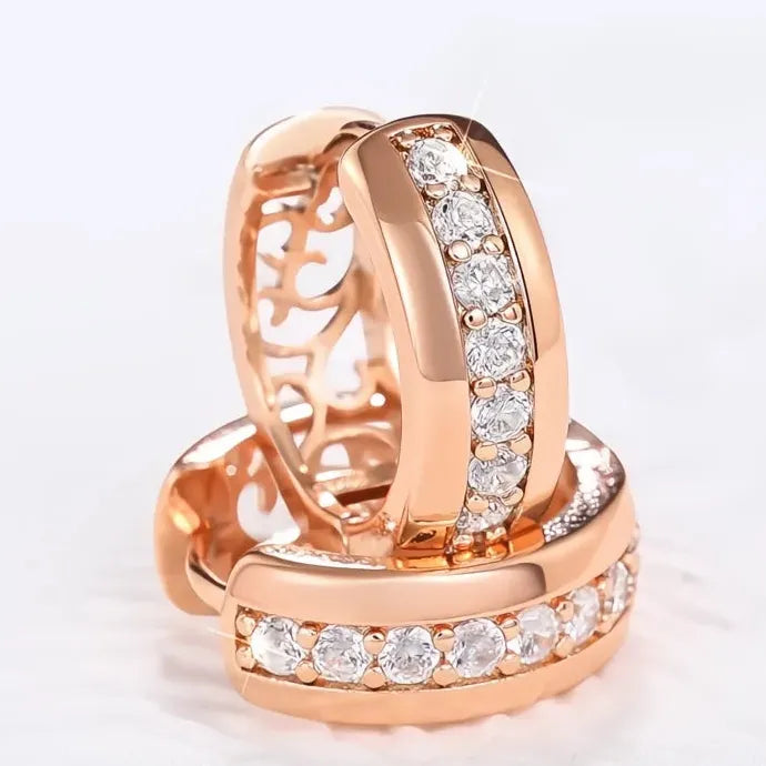 Women's Geometric CZ Copper Alloy Hoop Earrings Hollow Pattern Jewelry Party