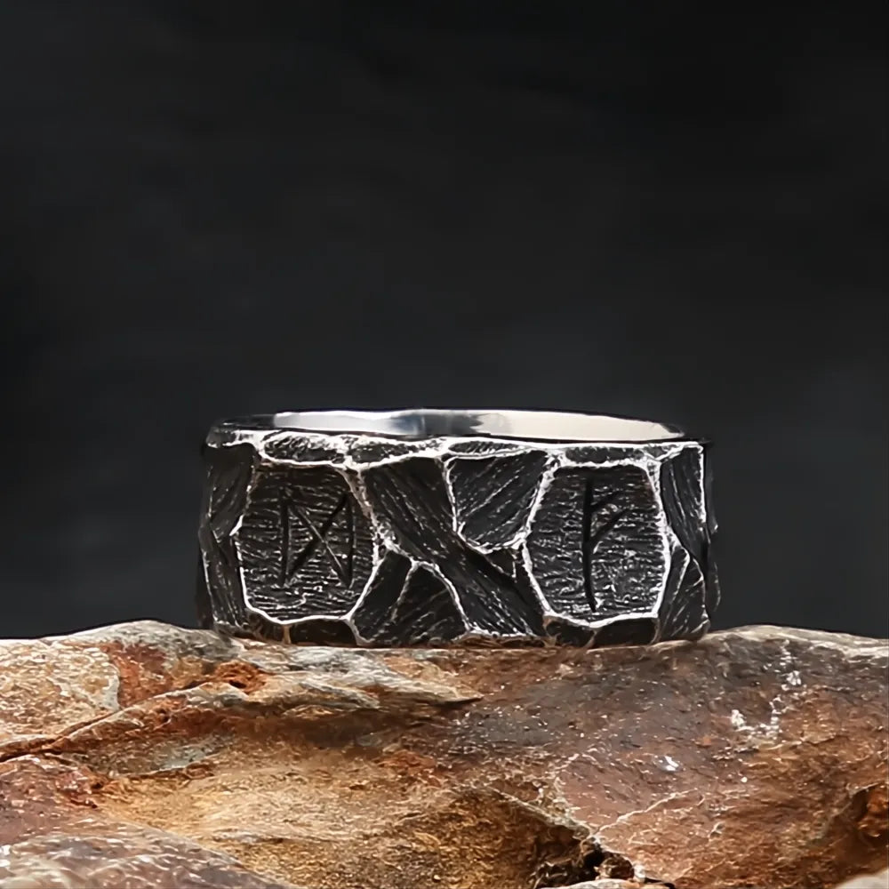 Vintage Nordic Viking Rune Stainless Steel Rings for Men Women Punk Biker Couple Jewelry Gift Amulet