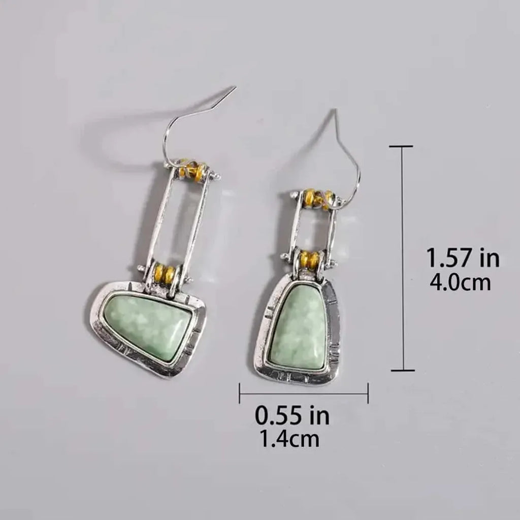 Bohemian Ethnic Faux Turquoise Teardrop Earrings Women Semi-Precious Stone Jewelry