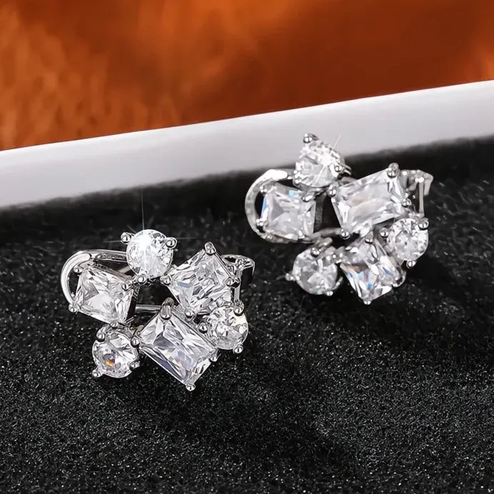 Geometric Cubic Zirconia Stud Earrings for Women Wedding Jewelry