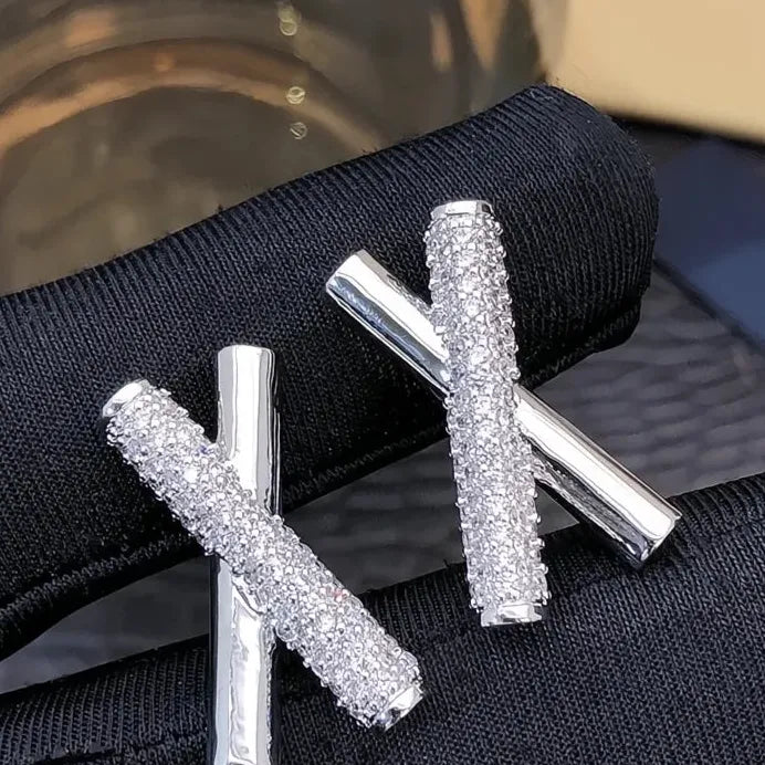 X Shaped Women’s Cubic Zirconia Stud Earrings for Wedding & Daily Wear