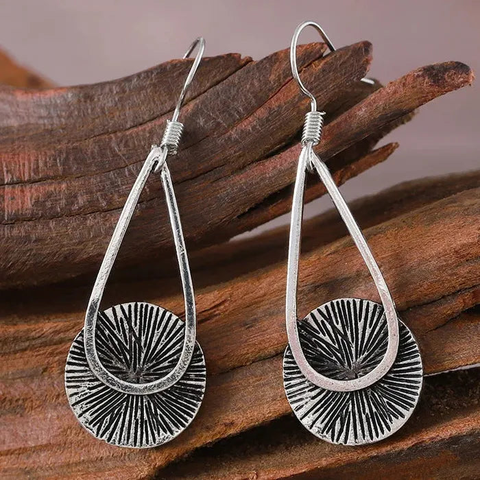 Retro Geometric Fan Drop Earrings Zinc Alloy Ethnic Style Women's Jewelry