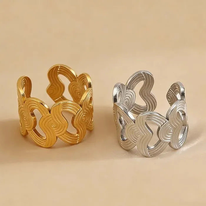 Gold Stainless Steel Heart Ring Women Minimalist Geometric Jewelry Gift Accessory