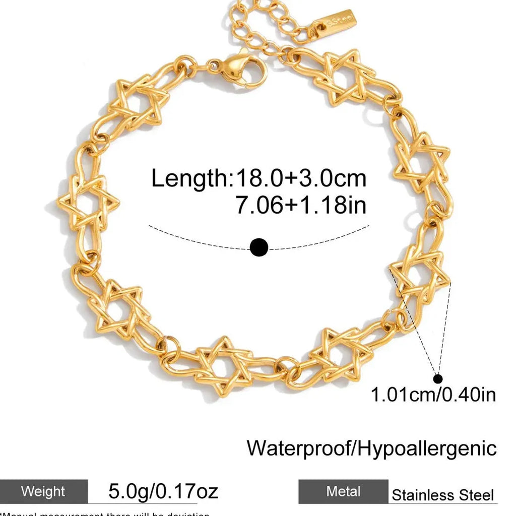 Charm Sparkling Mini Zircon Geometric Heart Tennis Bracelet Women Stainless Steel PVD Gold Plated