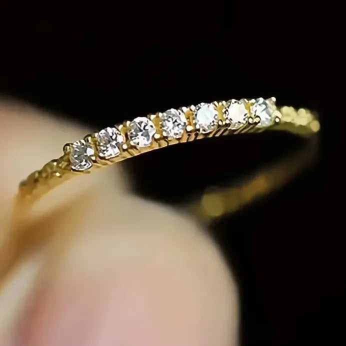 Geometric CZ Inlaid Silver & Gold Rings for Women Elegant Fashion Jewelry