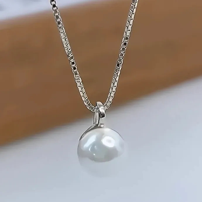 Elegant Women Geometric Pearl Pendant Necklace Copper Alloy Wedding Party Gift