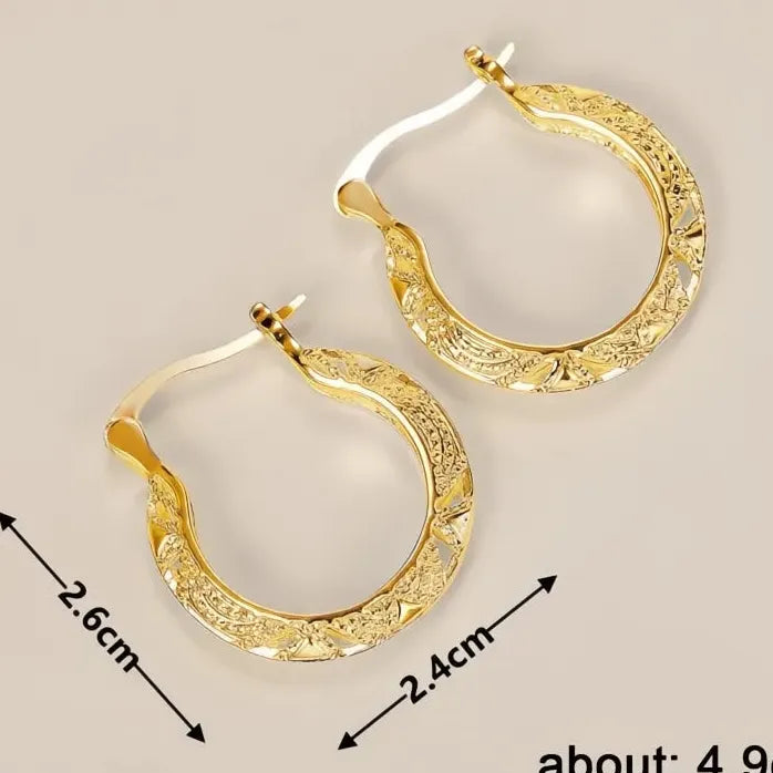 Geometric Hollow Out U Shape Hoop Earrings for Women Fashion Jewelry