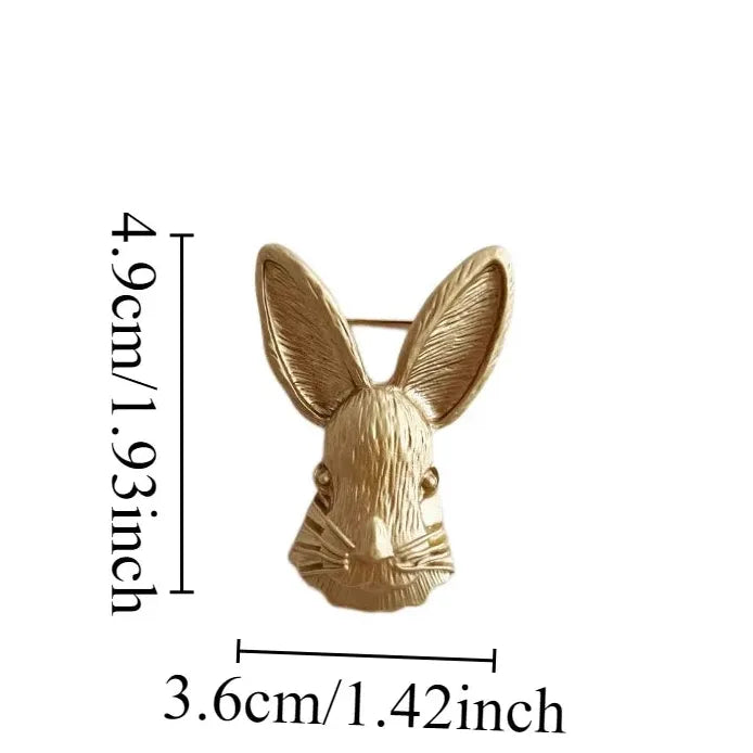 Vintage Matte Gold Big Ears Bunny Brooch for Women Elegant Gift Accessory