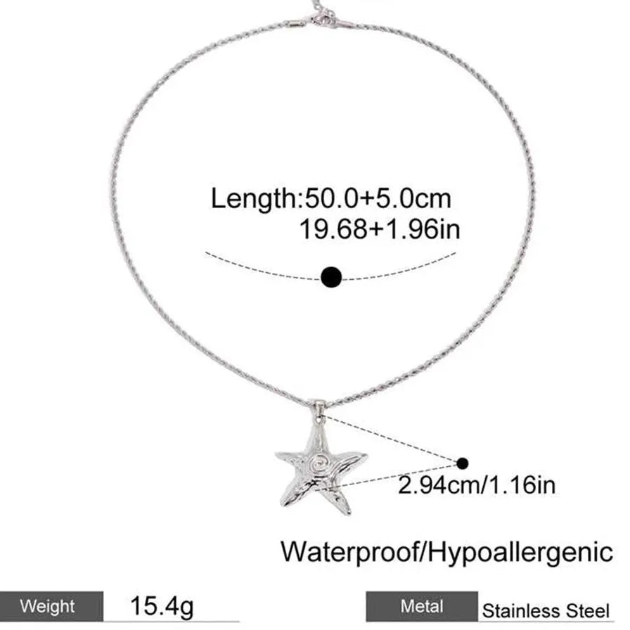 Stainless Steel Punk Lava Starfish Pendant Necklace Gothic Choker Gift Women