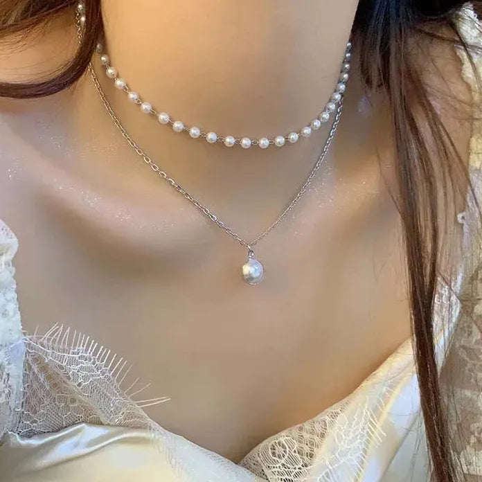 2026 Gold Pearl Choker Necklace for Women Double Layer Fashion Jewelry Gift
