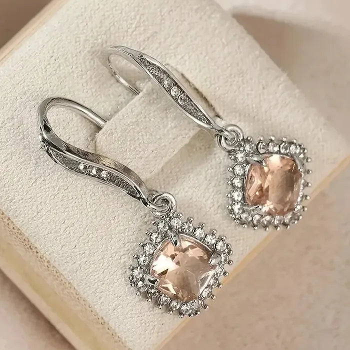 High-End Cubic Zirconia Drop Earrings Zinc Alloy European Women Jewelry Pendant