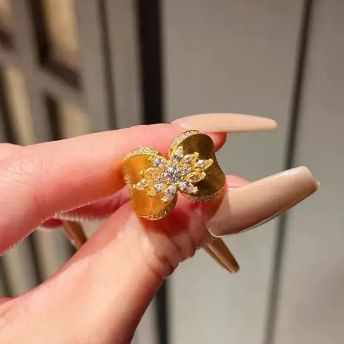 Copper Wire Drawing Crystal Ring Women Fashion Luxury Banquet Jewelry Mood Tracker
