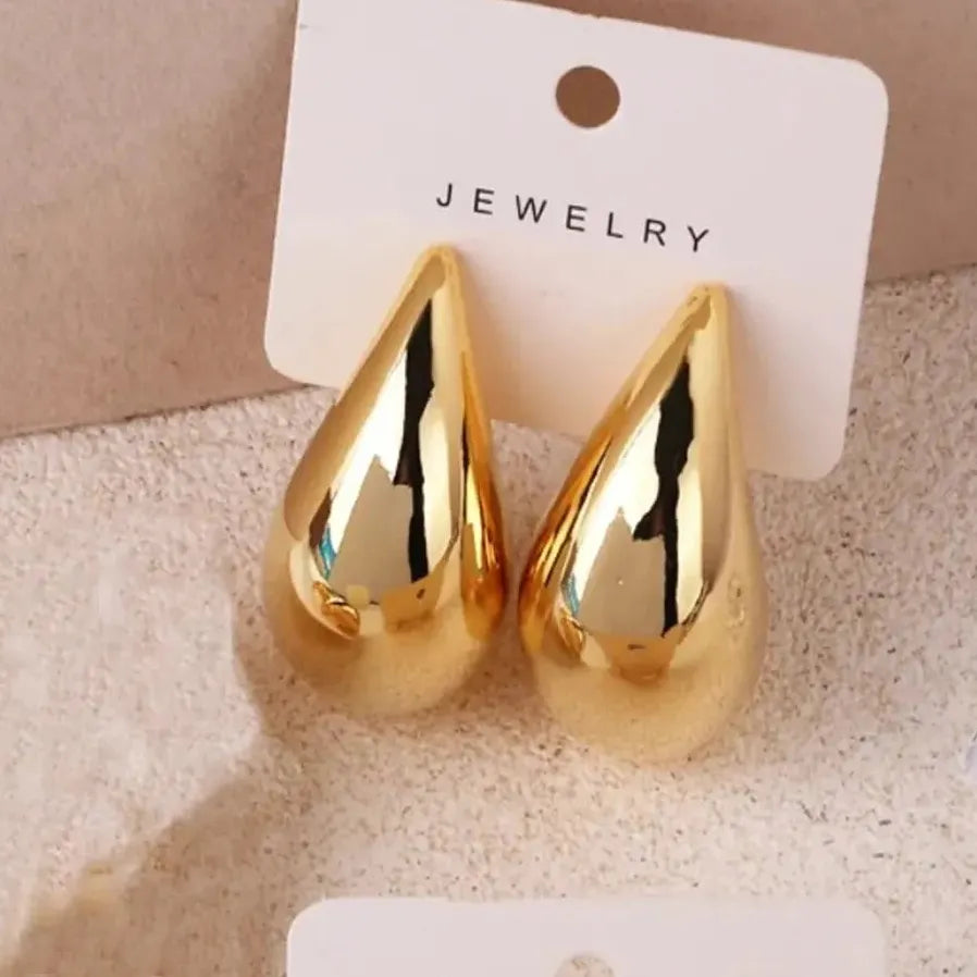 Gold Water Drop Acrylic Stud Earrings for Women 3 Sizes Silver Post