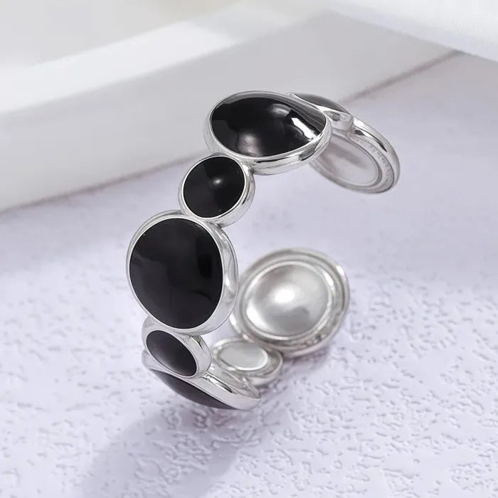 Stainless Steel Unisex Open Rings Geometric Drip Oil Design Waterproof Jewelry