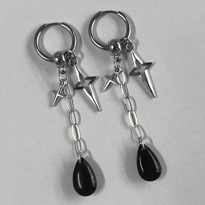 Waterdrop Zircon Tassel Zinc Alloy Earrings Punk Gothic Y2K Jewelry