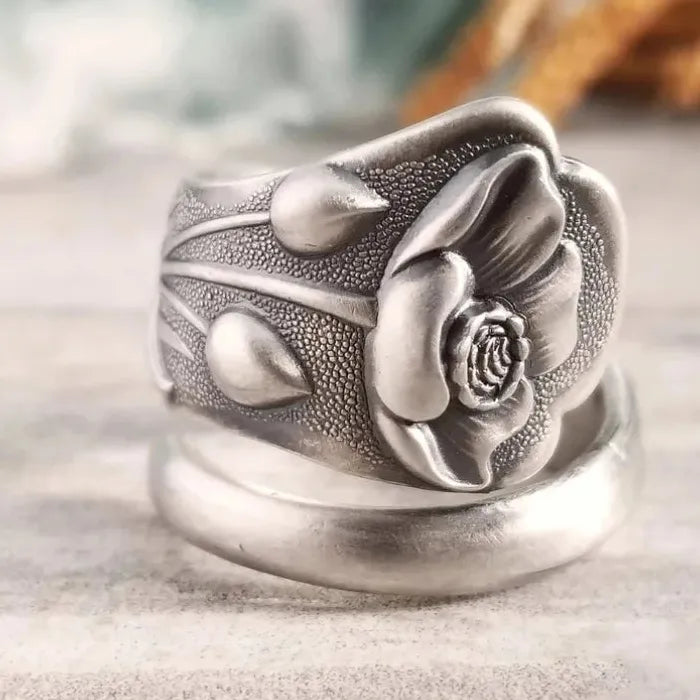 Dark Flower Zinc Alloy Ring Women’s Engagement Christmas Gift Fashion Accessory